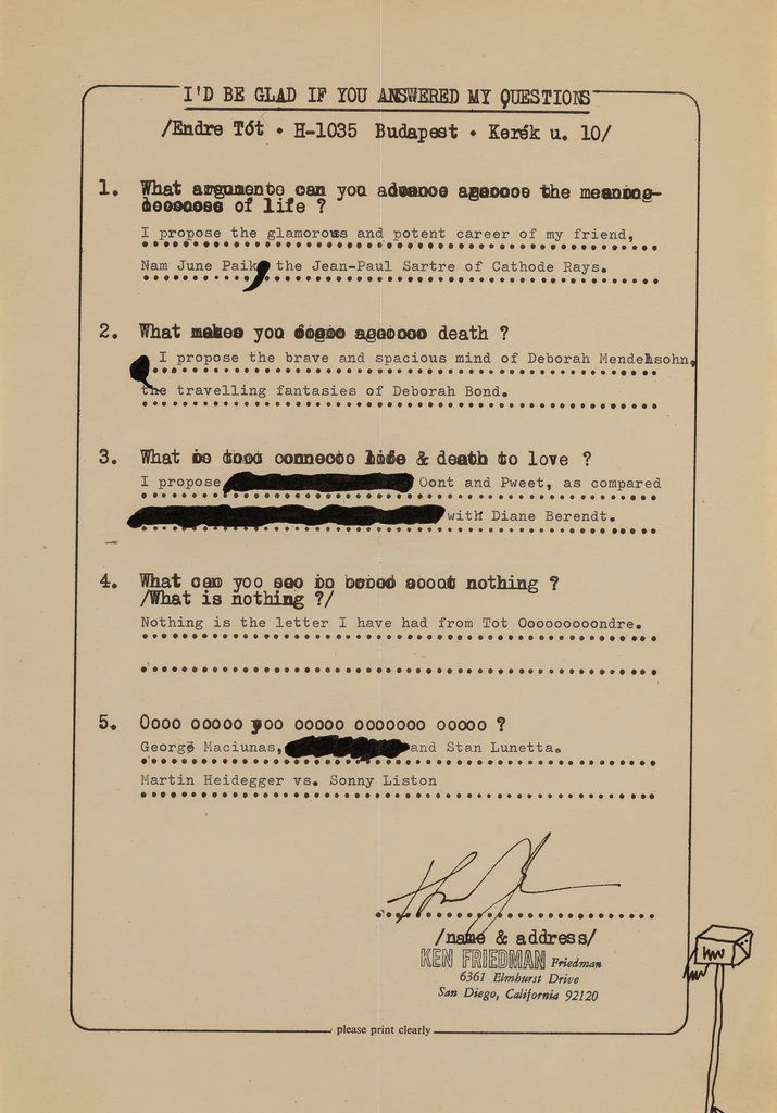 I’d be glad If you answered my questions / Ken Friedman