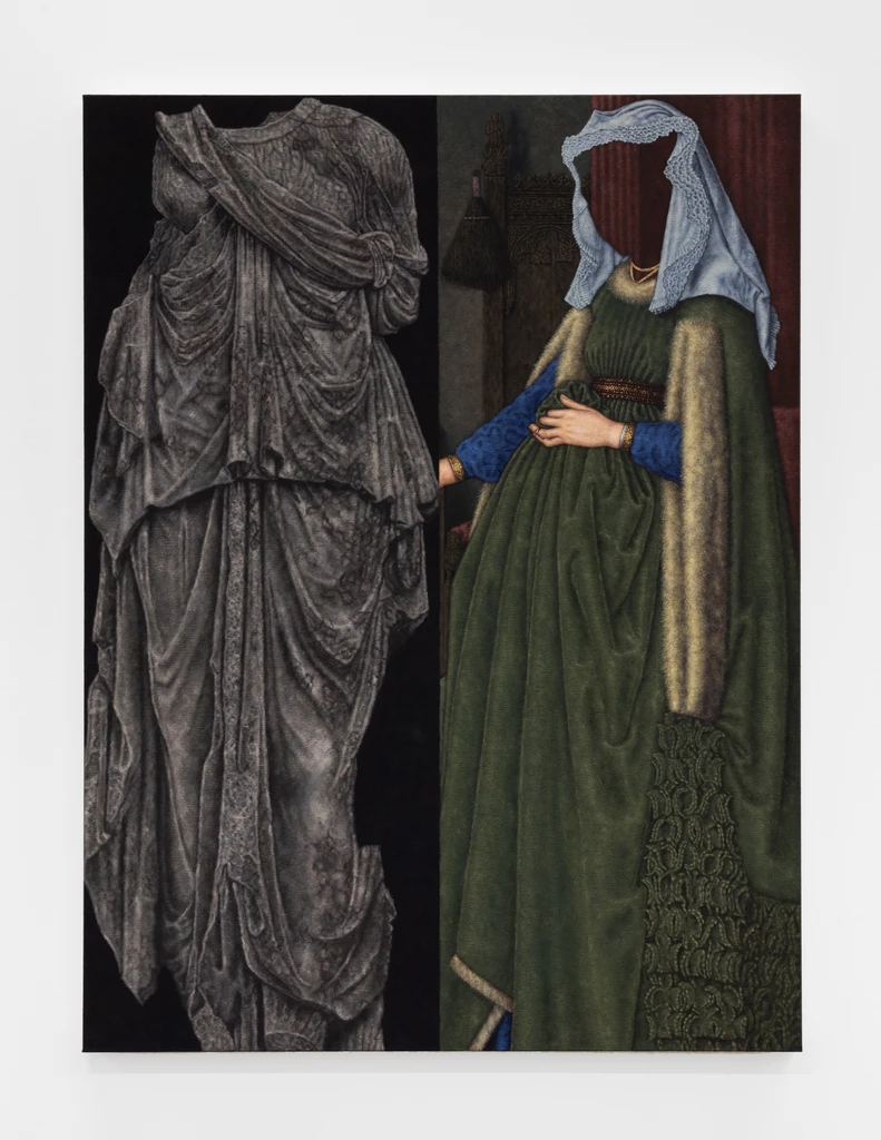 Study of decorous modesty (muse wearing chiton and himation with merchant's wife in wool overdress)