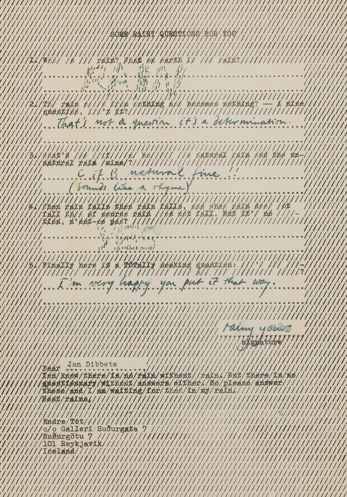 Some rainy questions for you / Jan Dibbets