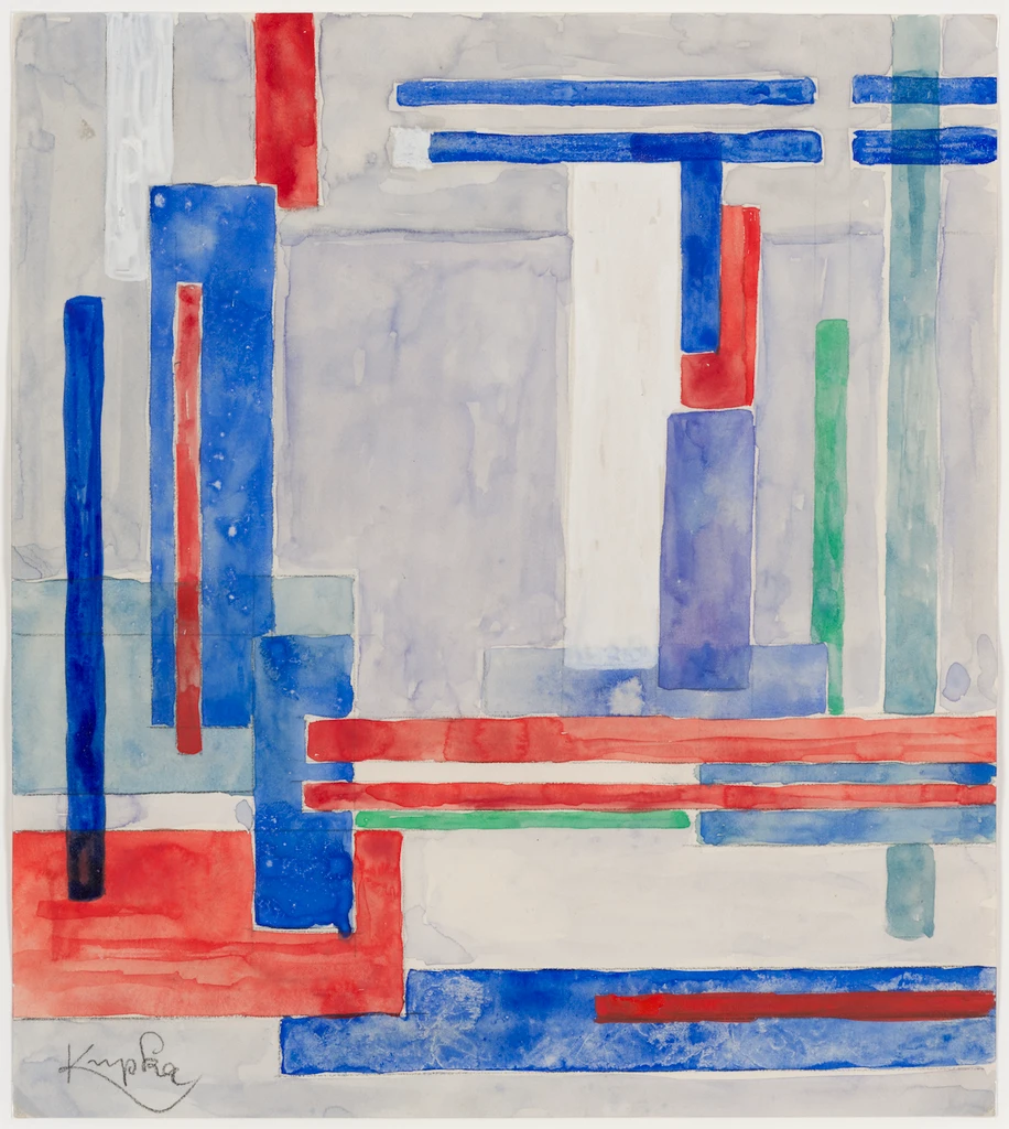 Abstraction en couleur, rouge, vert, bleu et blanc 
