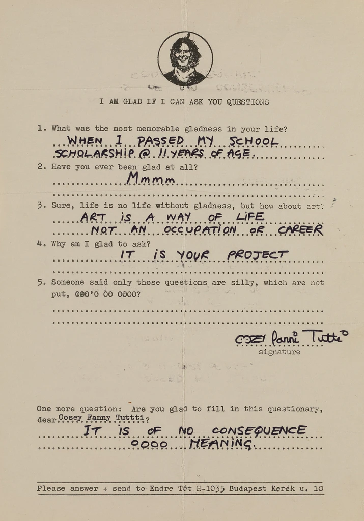I am glad if I can ask questions / Cosey Fanni Tutti