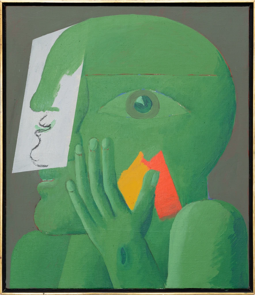 Grüne Porträtfigur (Doppelgesicht)