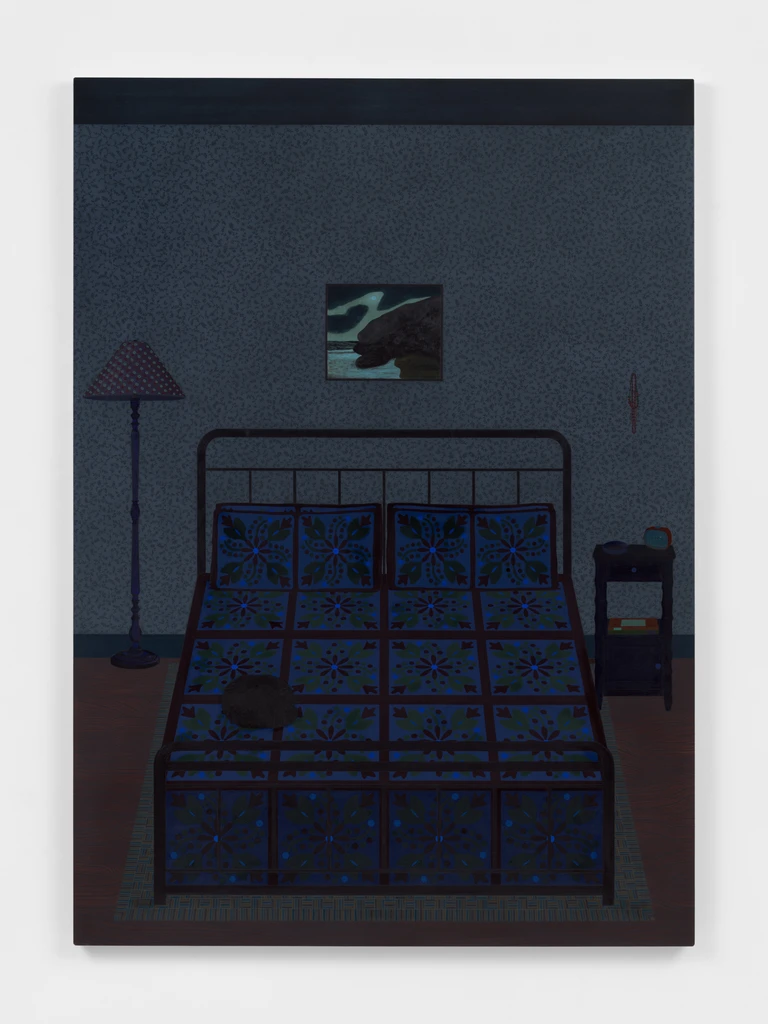 Bedroom (with cat and Albert Pinkham Ryder painting)