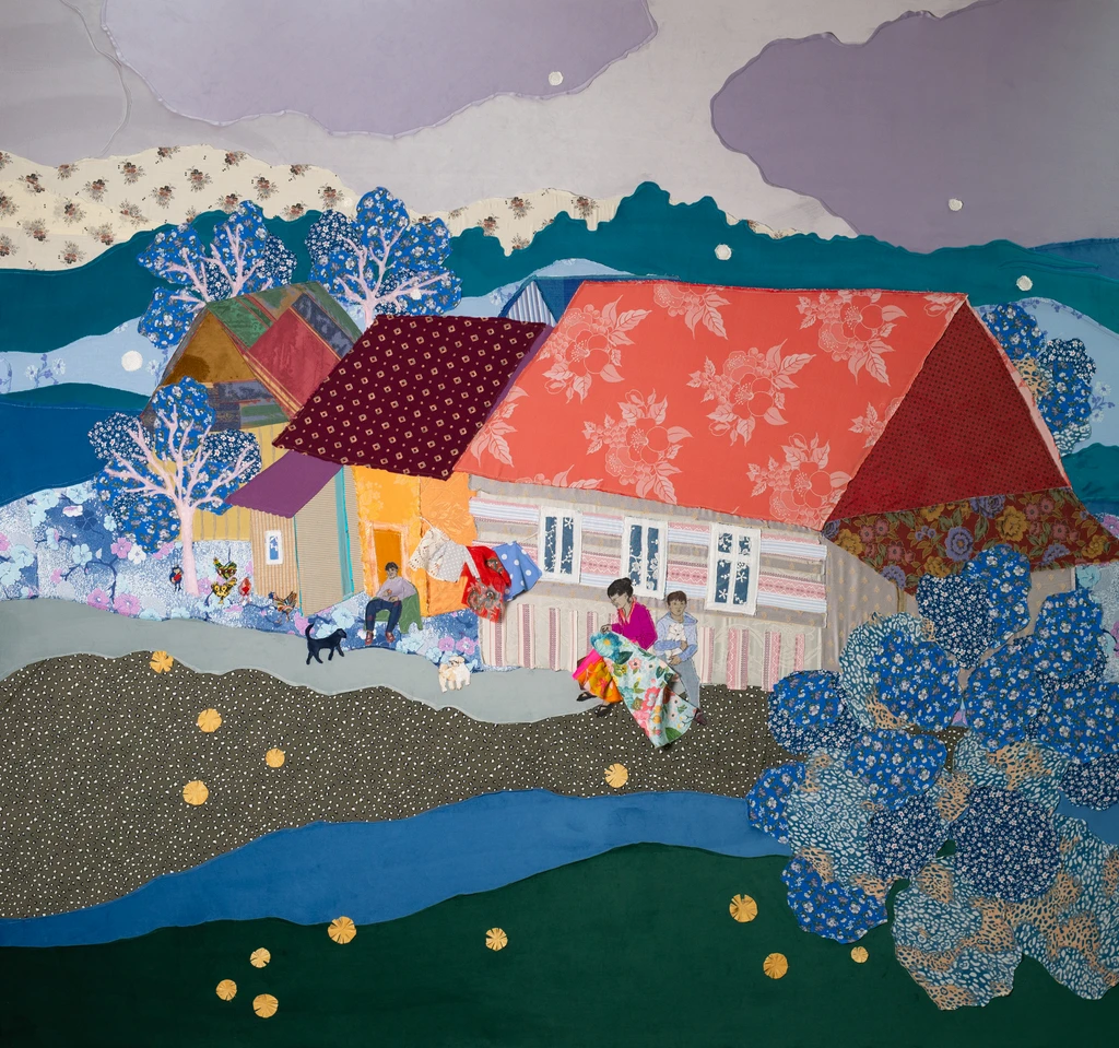 Sewing in front of the House