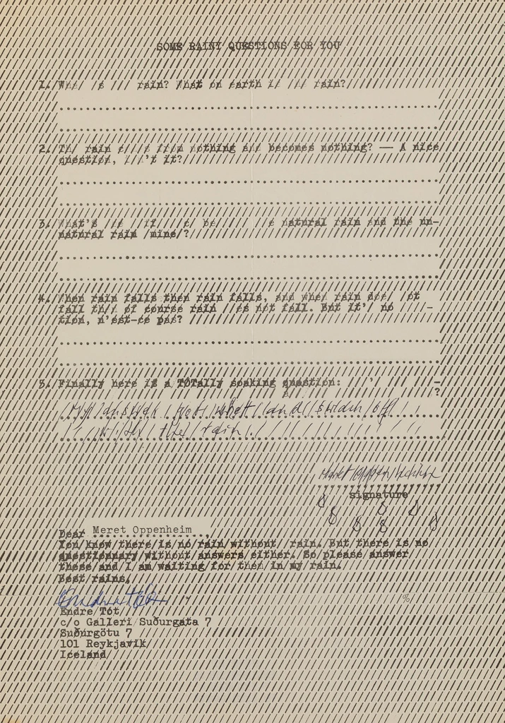 Some rainy questions for you / Meret Oppenheim